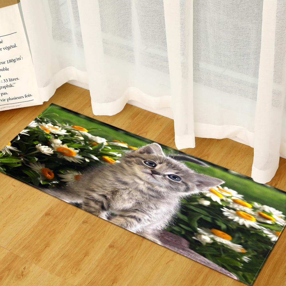 3D Digital Printing Animal Entrance Door Mat Kitchen Dirt-Resistant Long Bathroom Absorbent Floor Mat Living Room Non-Slip Carpet