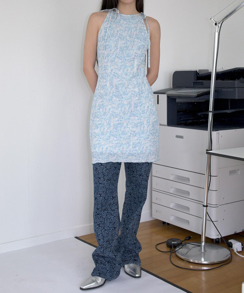Obeodyupeulleeo Floral Halter Dress_Blue