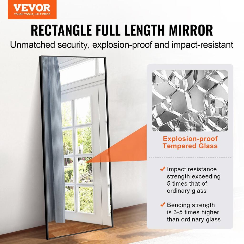Full Length Floor Mirror 71'' X 31'' Free Standing Wall Mounted Tempered