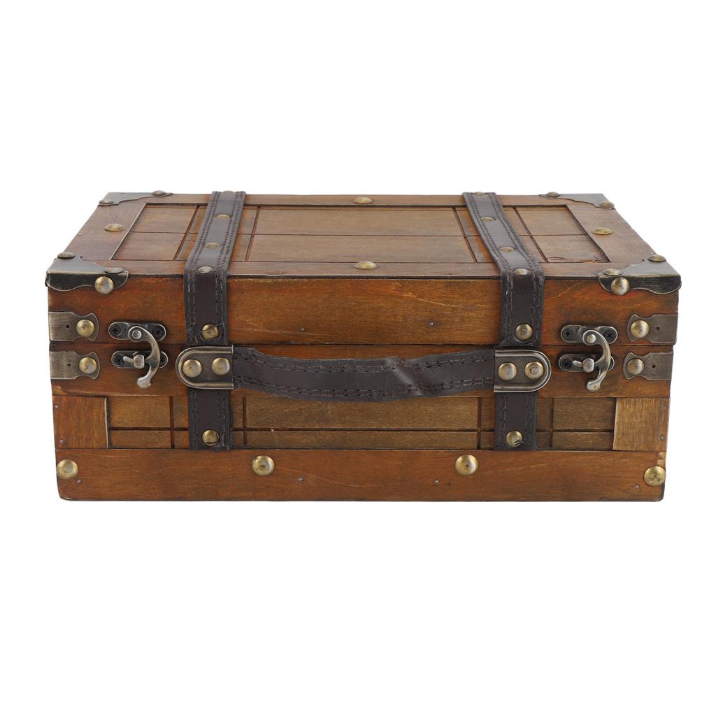 Holzkiste Tragbar Vintage Distressed Multifunktional Holz Aufbewahrungstruhe Handtasche für Kleidung Spielzeug Foto-Requisite Klein