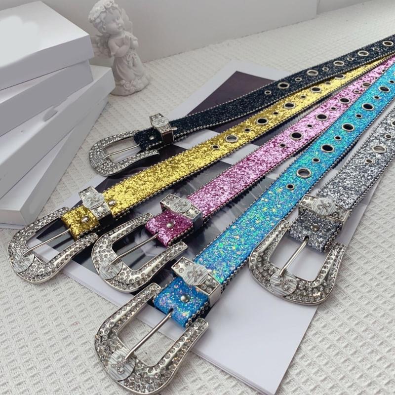 Women Large Eyelet Belt for Jeans Skirt Bead Trim PU Leather Belt Subculture Pants Belt  Girl Clothing Waist Decors