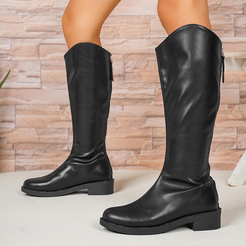 Fashion New Style Winter Boots Minimalist and Fashionable Leather Knight Boots Women's Cowhide Soft High Boots Women Zapatos Mujer