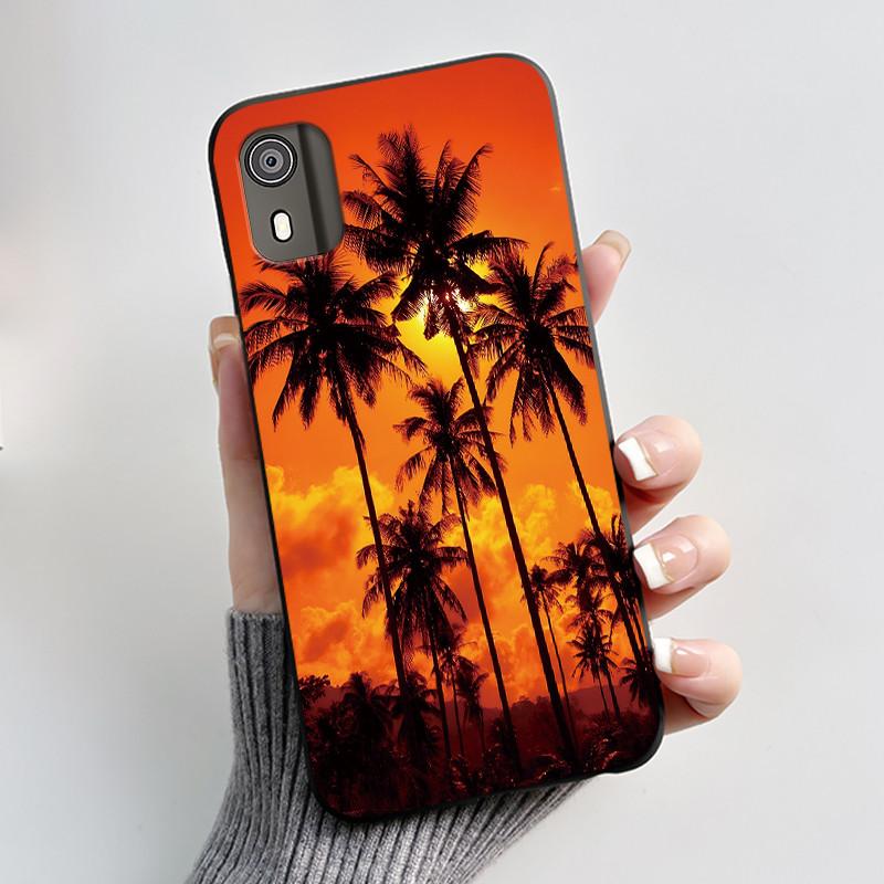 For Nokia C02 Phone Case Cute Funny Love Rabbit Animal Black Matte Soft TPU Protective Back Cover for Nokia C2 2nd Edition Case