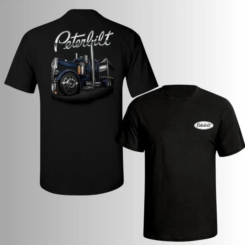 Peterbilt Black Semi Truck T-Shirt – Classic Chrome Rig Graphic Tee, Bold Diesel XXL
