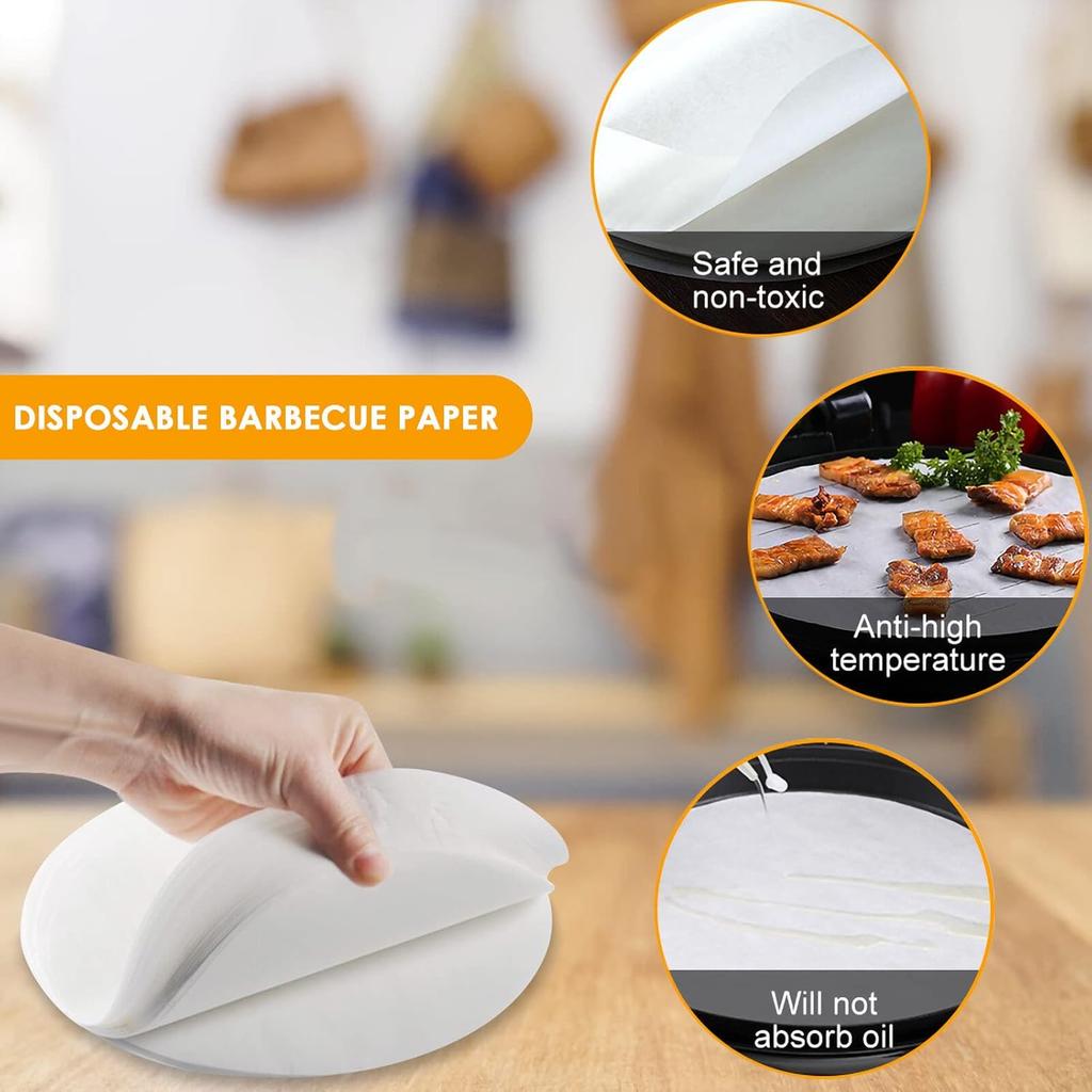 100 PCS Parchment Paper, 11 Inch Round Baking Paper Liners, Unbleached Barbecue Paper Baking Sheets for Cooking, Steaming, Baking Cakes, Cookies,
