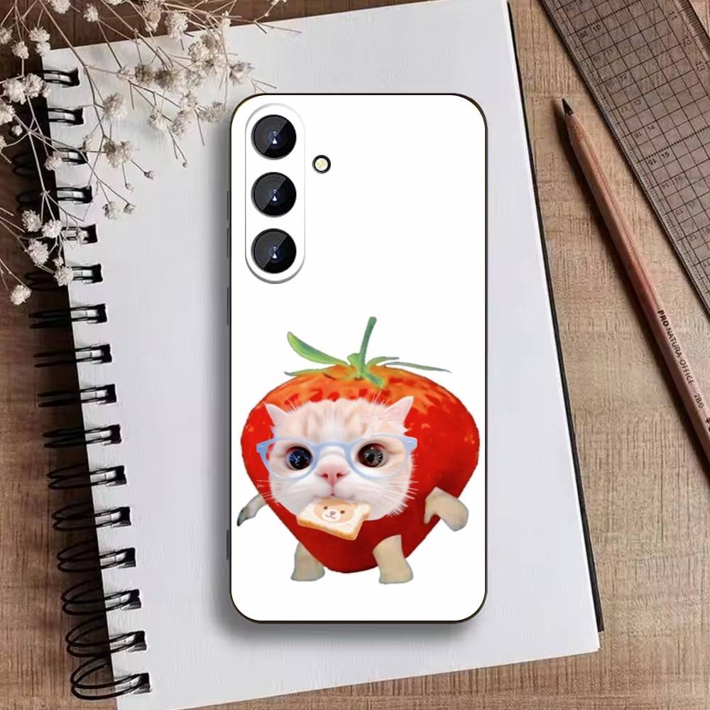 Goofy Cats Big Eyes Phone Case For Samsung Galaxy A73,21,22,32,71,53,52,51,80,5G Soft Black Cover