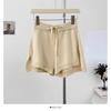 Women's Korean Style Knit Shorts with Drawstring and Wide-Leg Design - Spring 2026, Age-Defying, Solid Color, Leg-Lengthening.