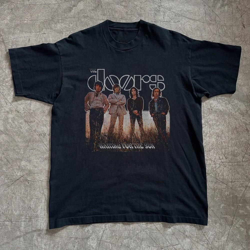The Doors Waiting For The SunT-shirt, Unisex Black Cotton T-shirt, Size S-5XL Unisex T-Shirt XXL