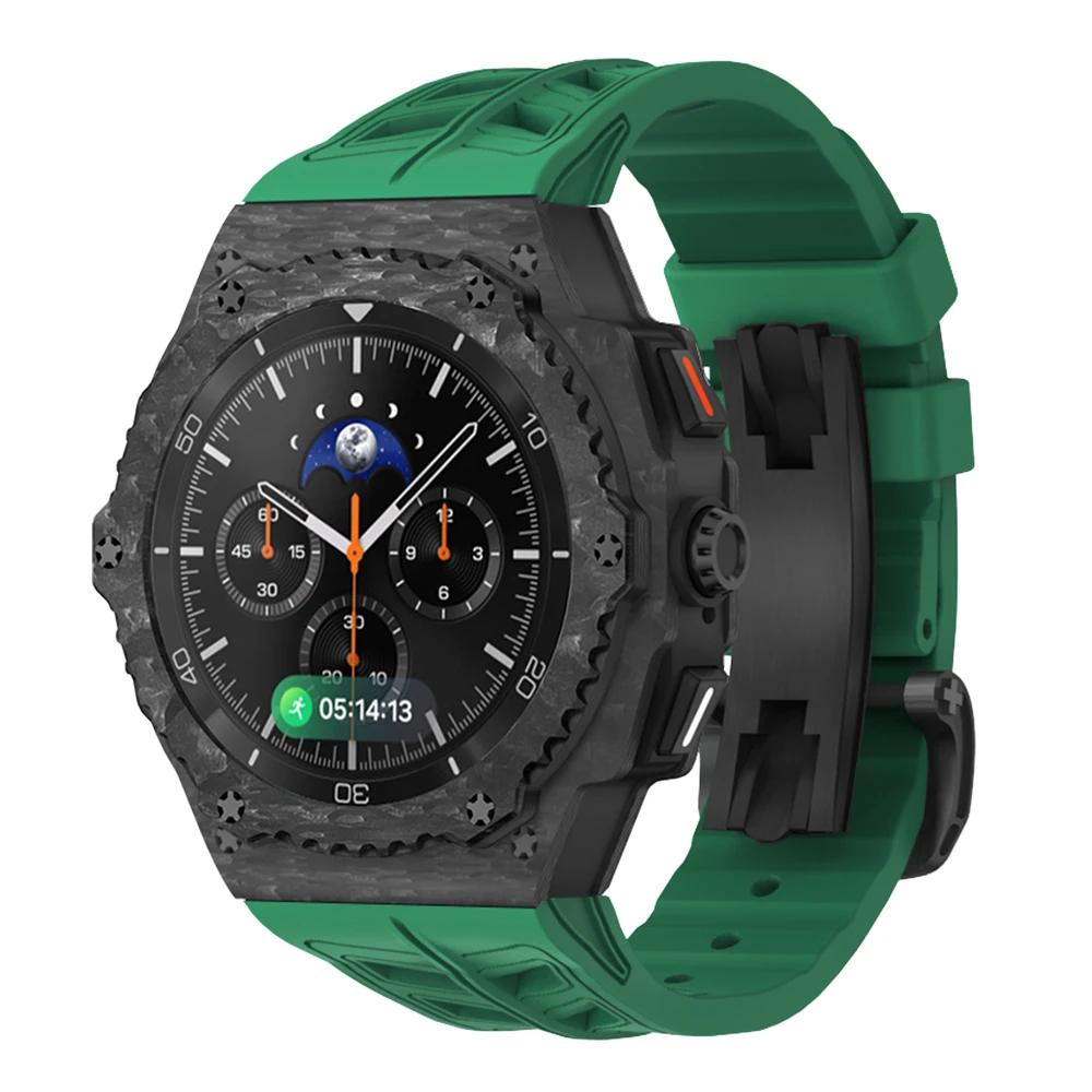 

Luxury Carbon Fiber Modification Kit for Samsung Galaxy Watch 8 Classic 46mm Fluororubber Band for Galaxy Watch 8 44 Accessories Galaxy Watch 8 44mm
