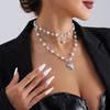 Elegant Imitation Pearls Necklace Love Heart Pendant Clavicle Chain Multilayer Collarbone Chains Jewelry for Women Girls