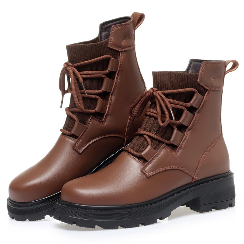 Fashion AIYUQI Women Winter Boots Large Size 2025 New Genuine Leather Women Motorcycle Boots Wool Warm Retro Non-slip Ladies Ankle Boots