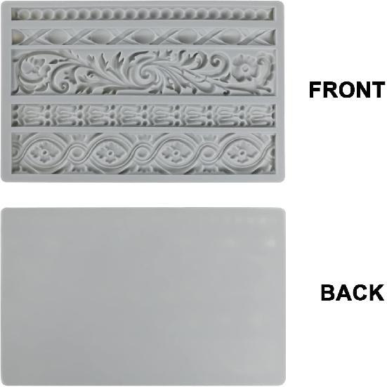DIY Baroque Scroll Relief Cake Border Silicone Molds, Baroque Style Curlicues Scroll Lace Fondant Silicone Mold, an Frame Cake Decorating Tools,