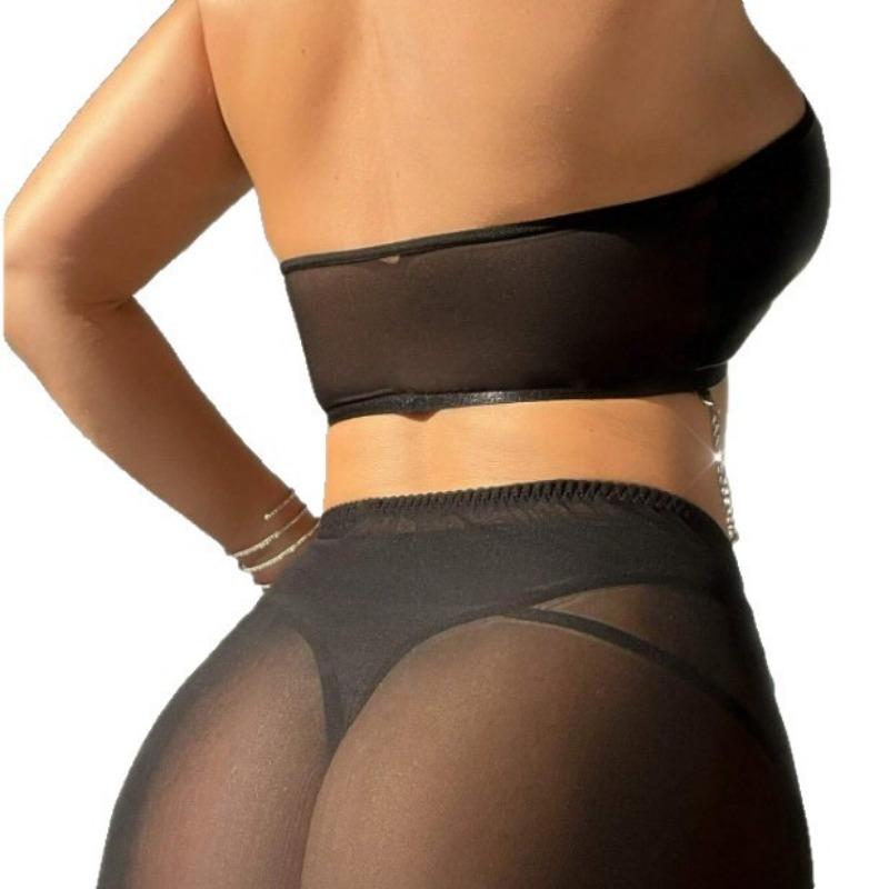 Supply New Sexy Nightclub Chain Chain Hollow Thin Transparent Gauze Skirt Sex Underwear Set
