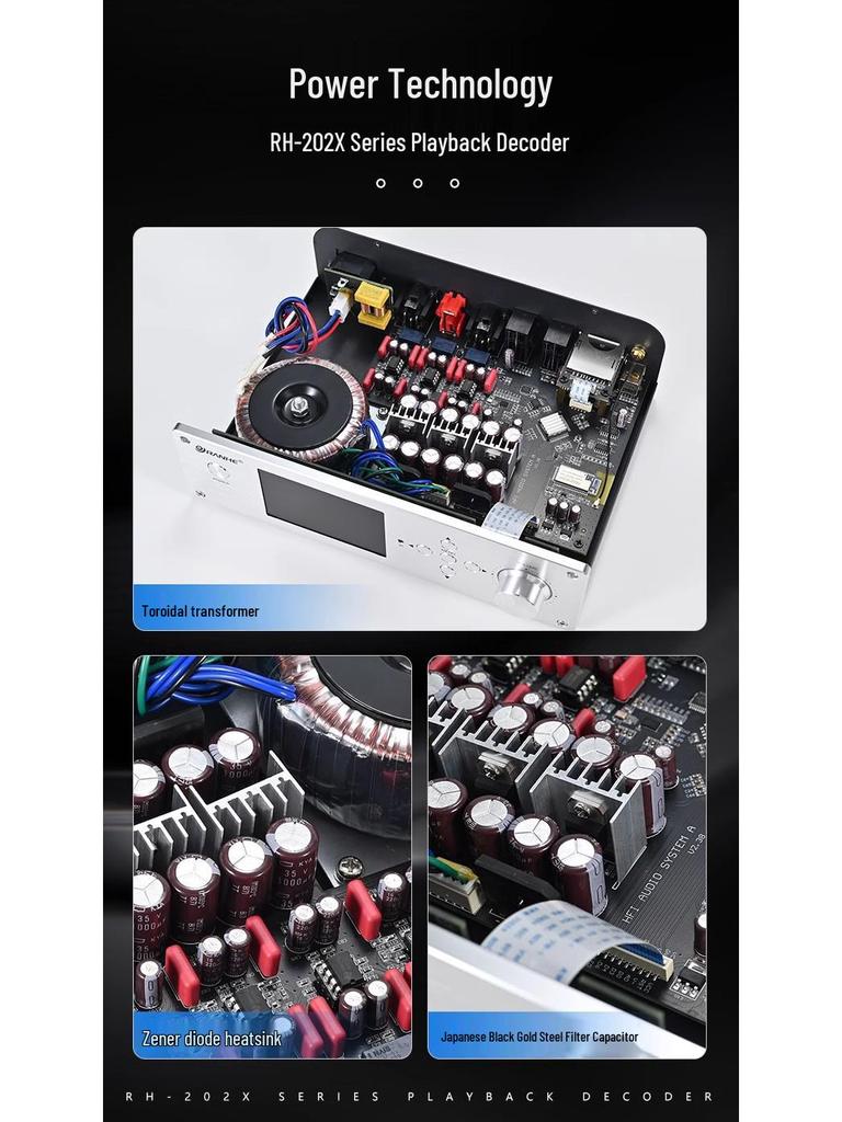 DSD Lossless HiFi Bluetooth 5.1 Music Player with USB and Turntable, DTS Dolby AC3 Decoding.