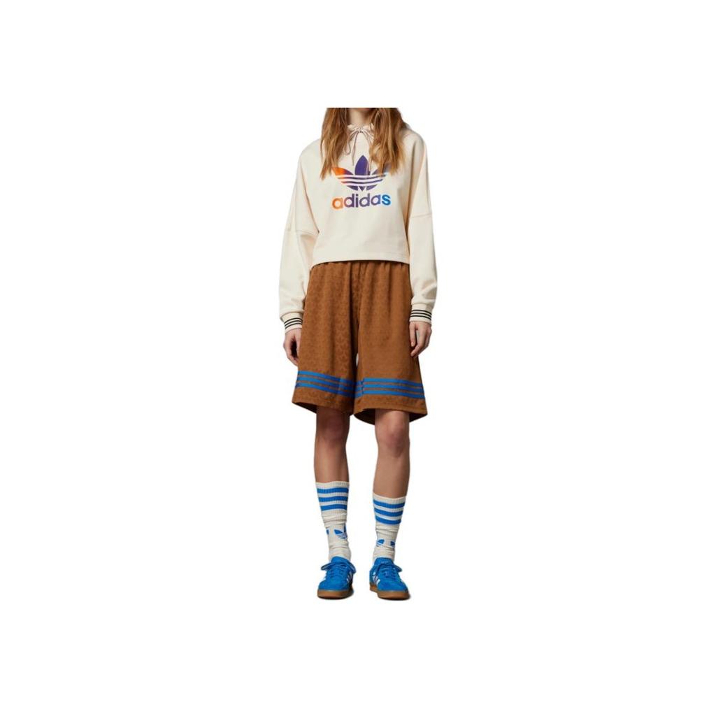 Adidas Originals Adicolor 70s Retro Series Cropped Hoodie With Brand Logo Print Women Tops Miracle-White IK7865