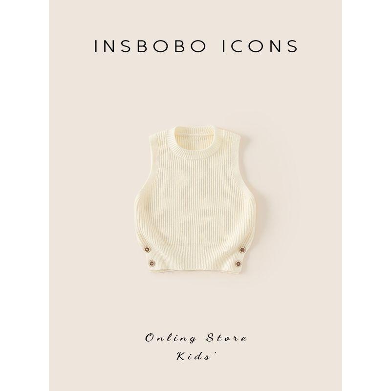 Insbobo Children's Sweater Girls' Top Spring and Autumn Casual Boys' Knitwear Baby Vest Children's Clothing Autumn