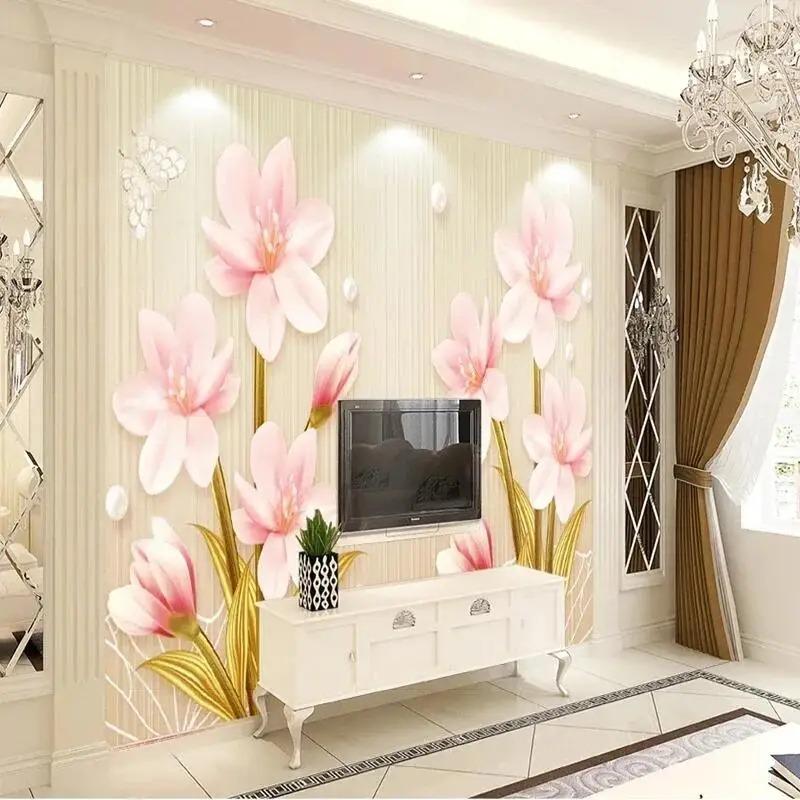 European Style Flower Wallpaper Home Interior Decoration Wall Decor Background 3d Murals