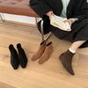 Pointed Thin Boots Short Boots Women's Shoes 2025 New Autumn and Winter Low-heeled Versatile Korean Small Ankle Boots Children