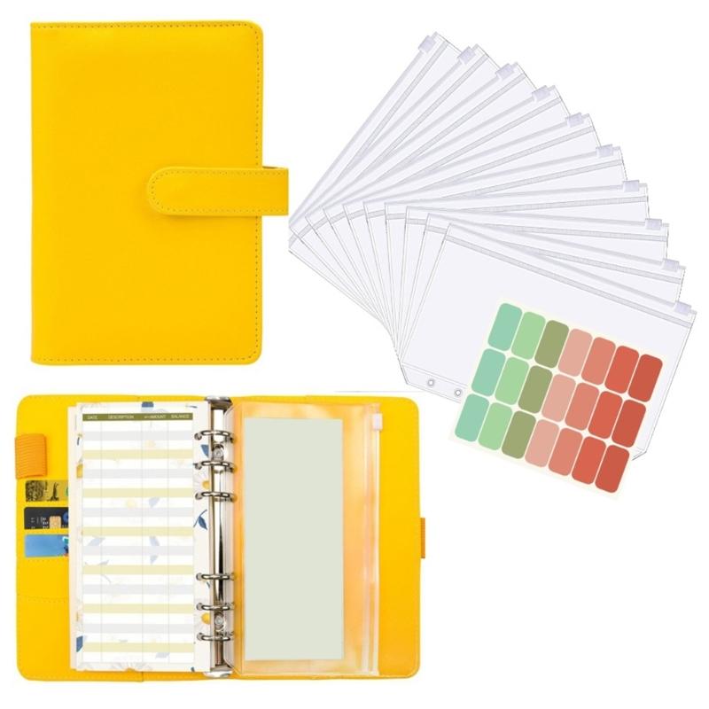1 Set A6 Budgetplaner, 6-Loch-Ringbuch mit Taschen und Trennblättern für Reisen