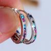 Cute Female Rainbow Zircon Stone Round Hoop Earrings  Silver Color Wedding Jewelry For Women