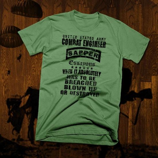 Combat Engineer T-Shirt Army Sapper Lead The Way Military Combat Vet Essayons S