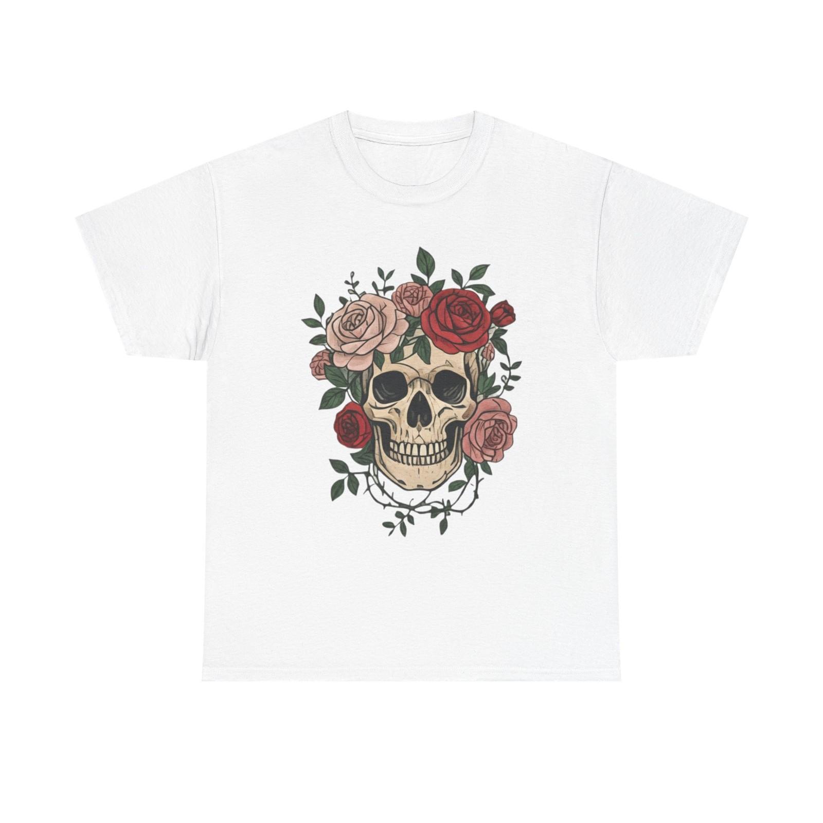 Floral Skull Tee | Rose Crown Skull T-Shirt, Gothic Floral Tee S