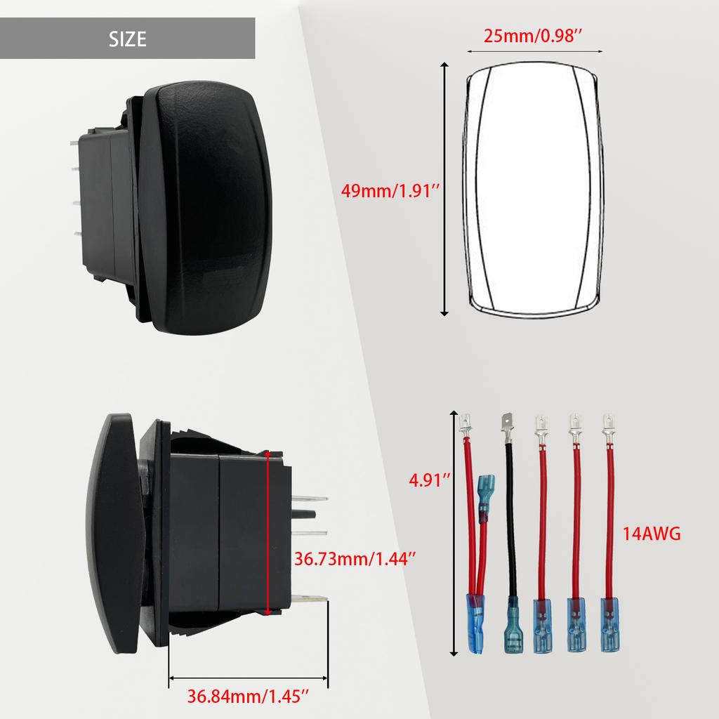 Headlights Rocker Switch 6 Pin ON-ON-OFF / 7Pin ON-OFF-ON High Low Beam Rocker Switch with Wires for Car UTV Truck RV Trailer