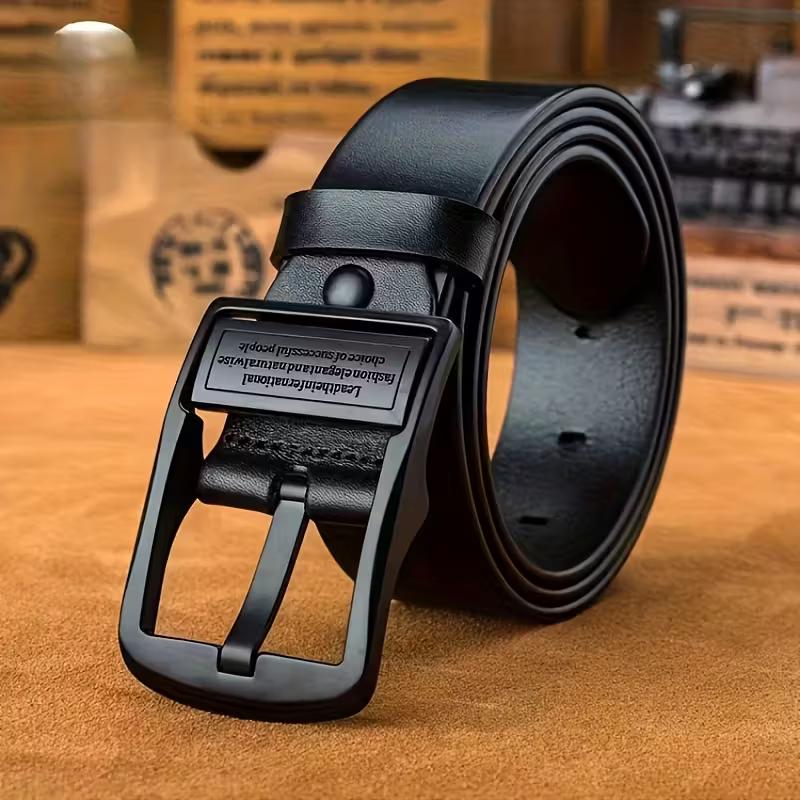 

Новий шкіряний чоловічий ремінь з коров ячої шкіри з пряжкою з металевого сплаву для повсякденного поясу для дорослих і чоловічих плечових ременів 130cm чорний