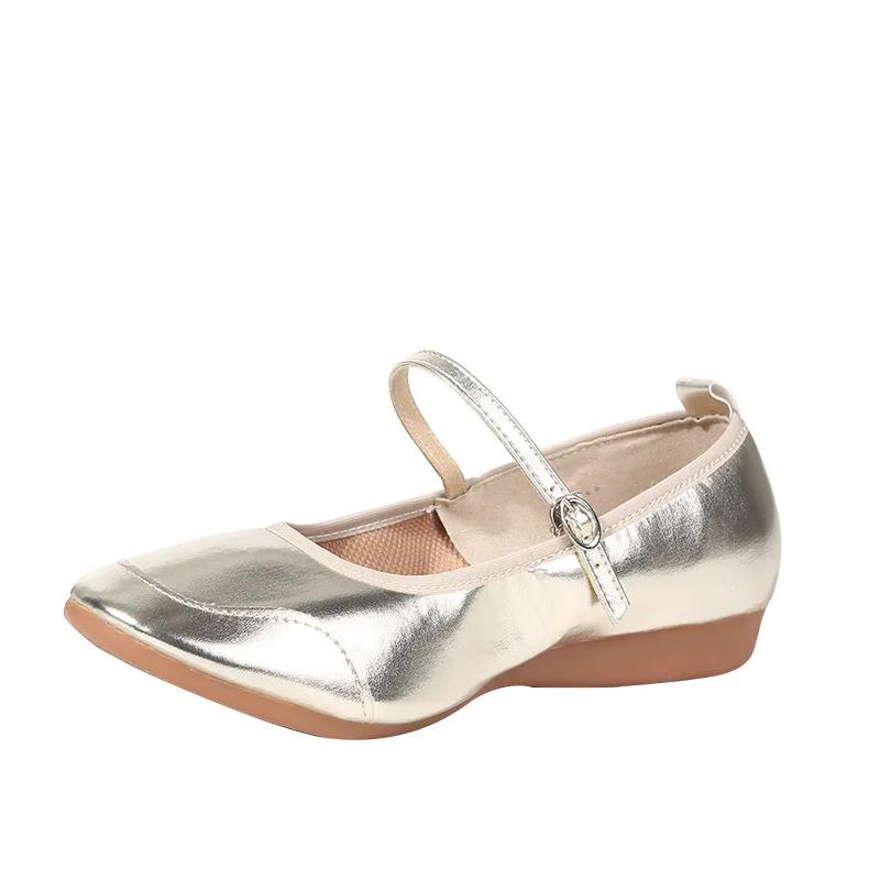  Bright Leather Woman Girls Ladies Latin Ballroom Modern Salsa Practise Dancing Shoes Closed Toe Soft Beef Tendon Bottom