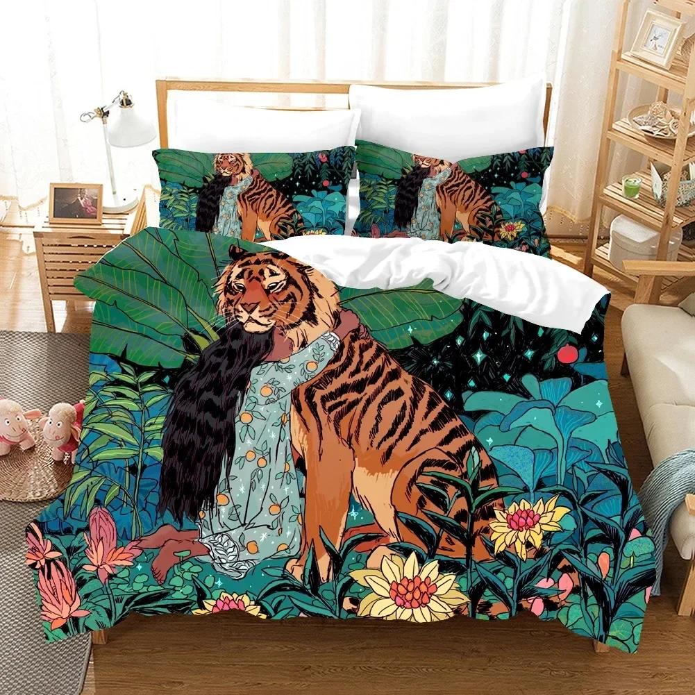 

3D White Tiger Comfortable Duvet Quilt Cover Pillowcase Bedding Set Children Bedroom Decoration Home Textile 70x133cm