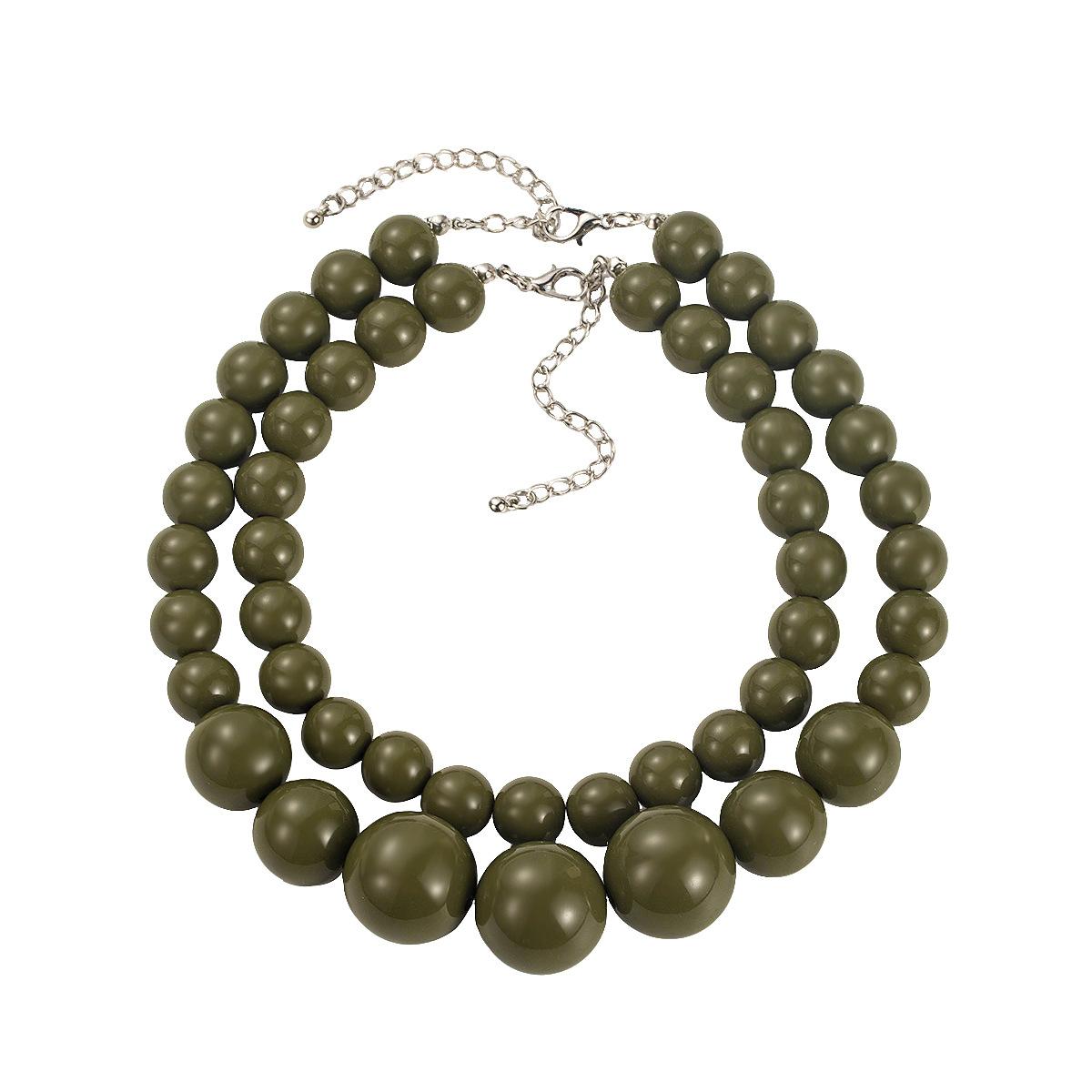 

Trendy Personalized Design Big Small Round Bead Beaded Necklace Set Exaggerated Simple Fashion Choker Necklace For Women оливковий