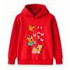 Kids Boys Girls Hoodie Cartoon Orange Cats Butterflies Print Pullover Hooded Sweatshirt Casual Birthday Party Streetwear Soft Warm Children