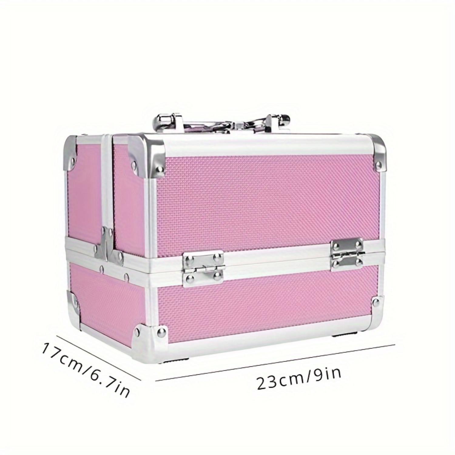 

Портативный органайзер для косметики с лотком, зеркалом и наборами для ногтей - Дорожный кейс для макияжа для женщин, Инструменты для макияжа.