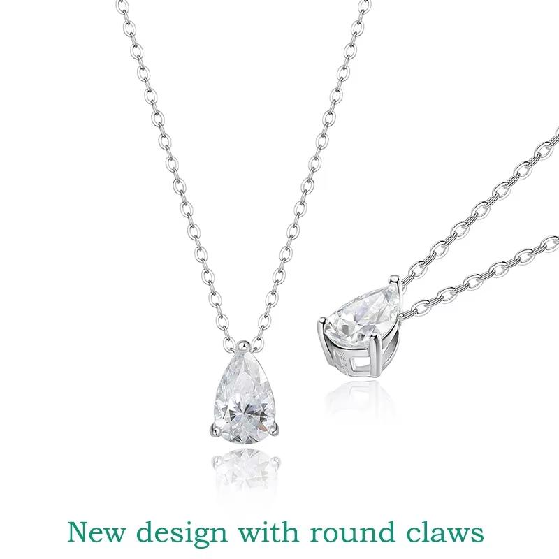 Smyoue 1-4CT Pear Cut Moissanite Pendant Necklace for Women Girls 3 Designs Lab Diamond Wedding Silver 925 Chains Fine Jewelry