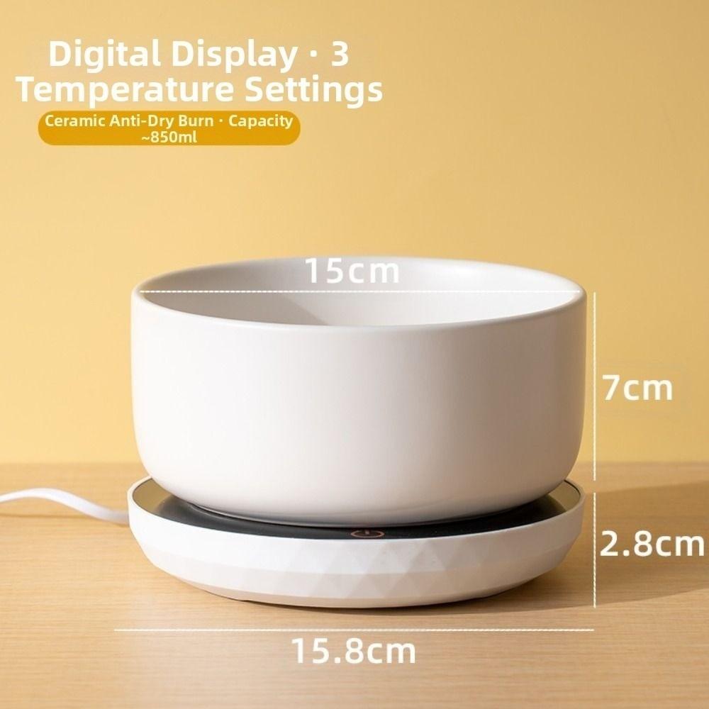 Ceramic Pet Heated Water Bowl Intelligent Temperature Adjustable Anti-dry Burning Self-Heating Water Bowl Non-slip Cartoon