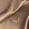 French Style Elegant Natural Pearl Heart Shape Women's All-Match Niche Light Luxury Snake Chain Sweater Chain Real Gold Plating