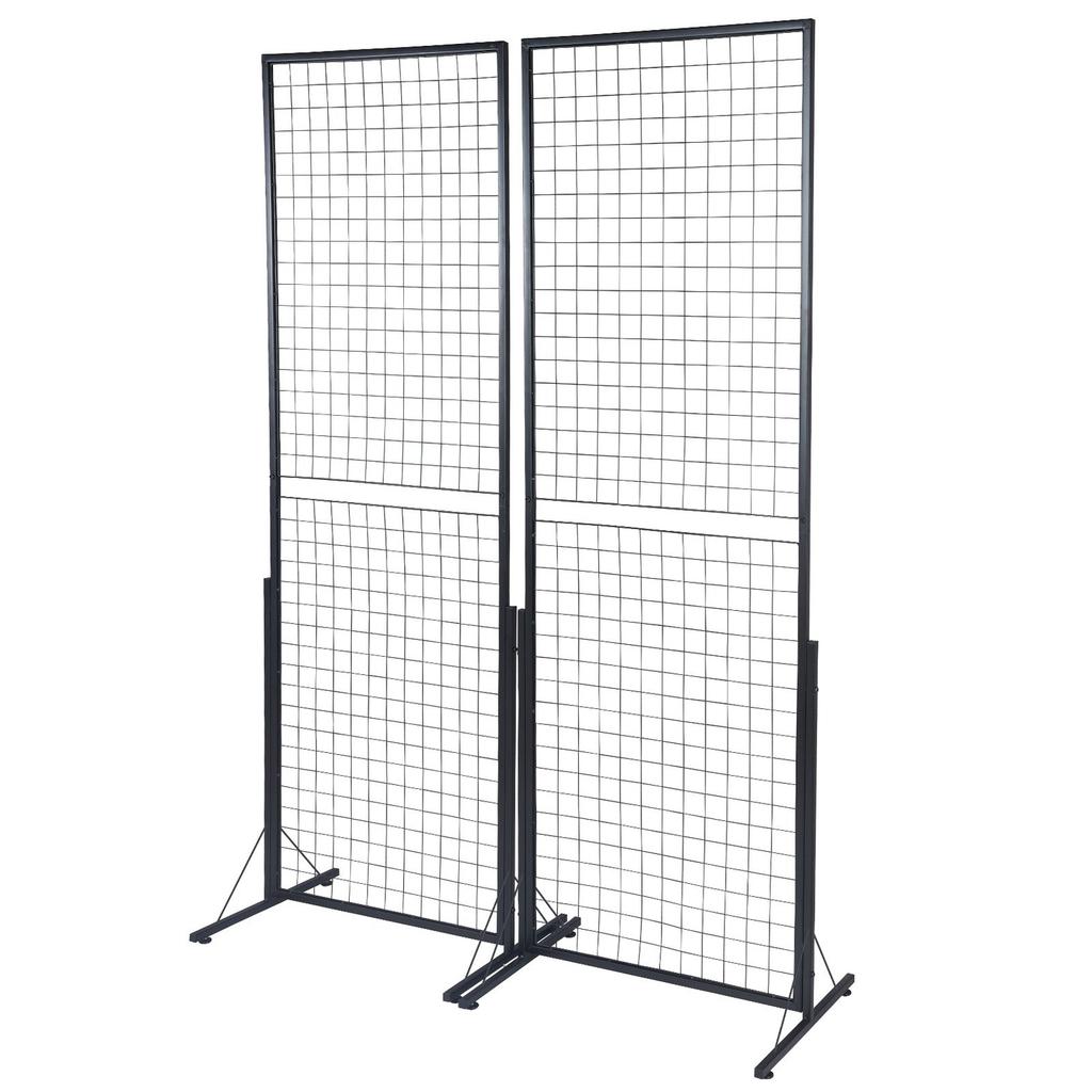 2' x 5.6' Gitterwand-Paneel-Turm, 2er-Pack Drahtgitterwand-Displayständer mit T-Fuß, freistehend, doppelseitige Gitterwand-Paneele für Kunsthandwerksmessen,