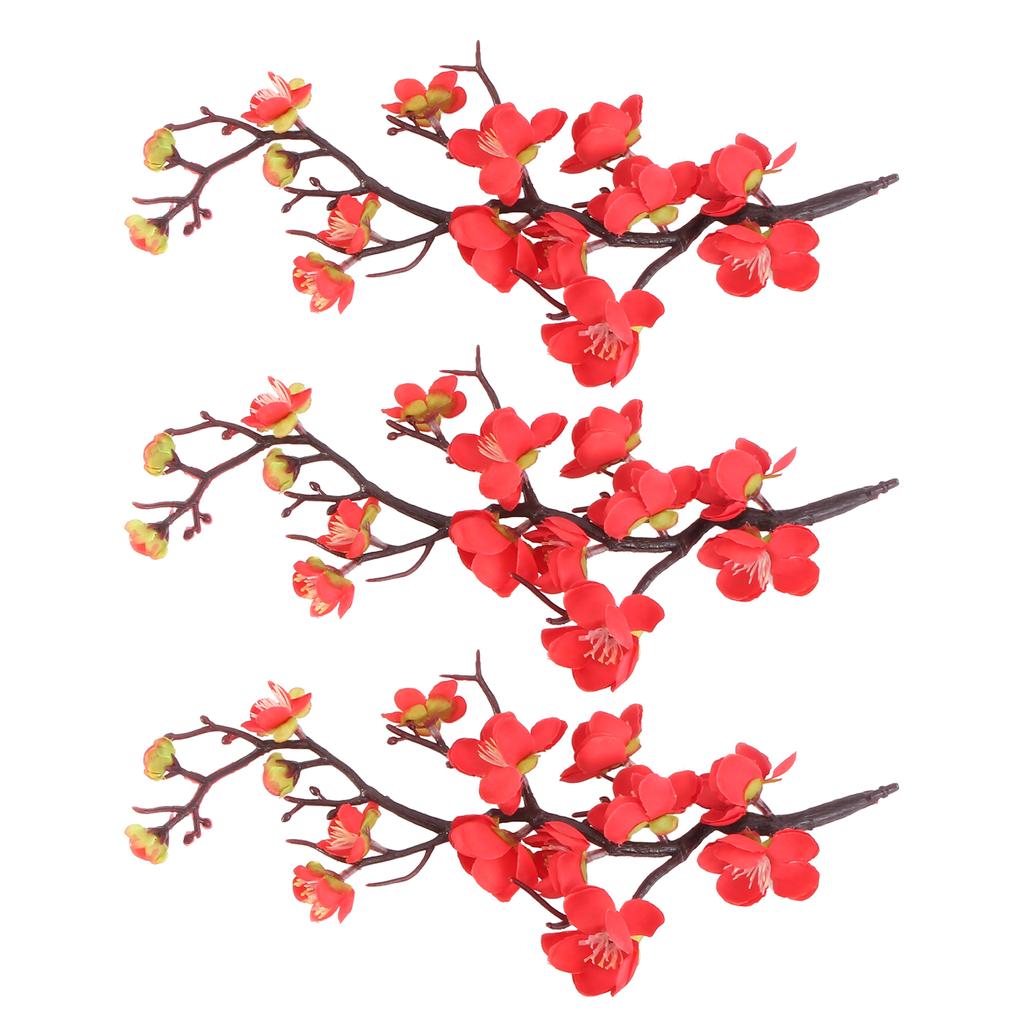 3 Pcs Decor Small Wintersweet Branch Hotel Decoration Simulation Red Dining Table Adornment Wedding Ornament