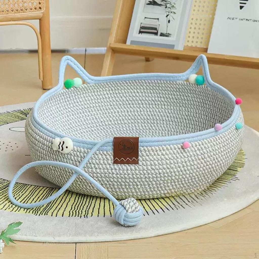 Cat Bed Basket for Small Pets with Scratch Mat And Washable Features