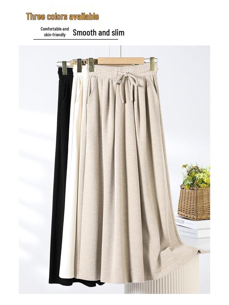 Women's Customized Striped A-Line Skirt with Drape, High-Waist, Slimming for Spring/Autumn 2026