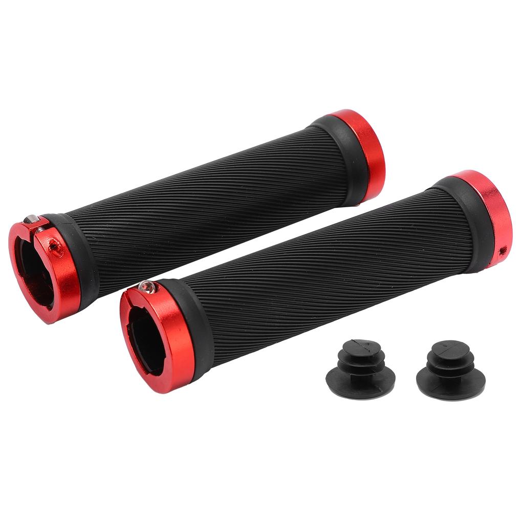 2pcs Bike Grips Rubber Anti Slip Handlebar with Plastic Covers for 22mm Road Mountain Replacement