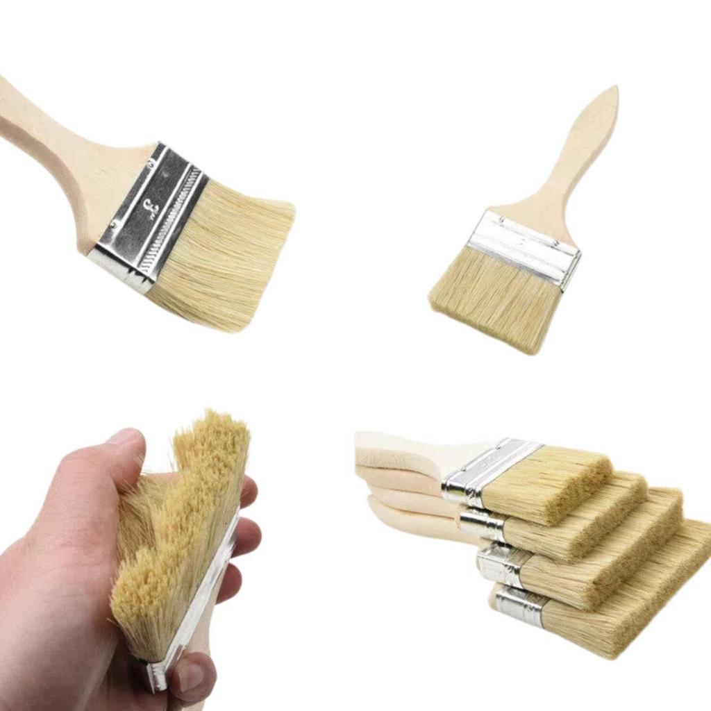 Hog Bristle Paint Brush Set: 1, 2, 3 Inch - for Household & Industrial Use