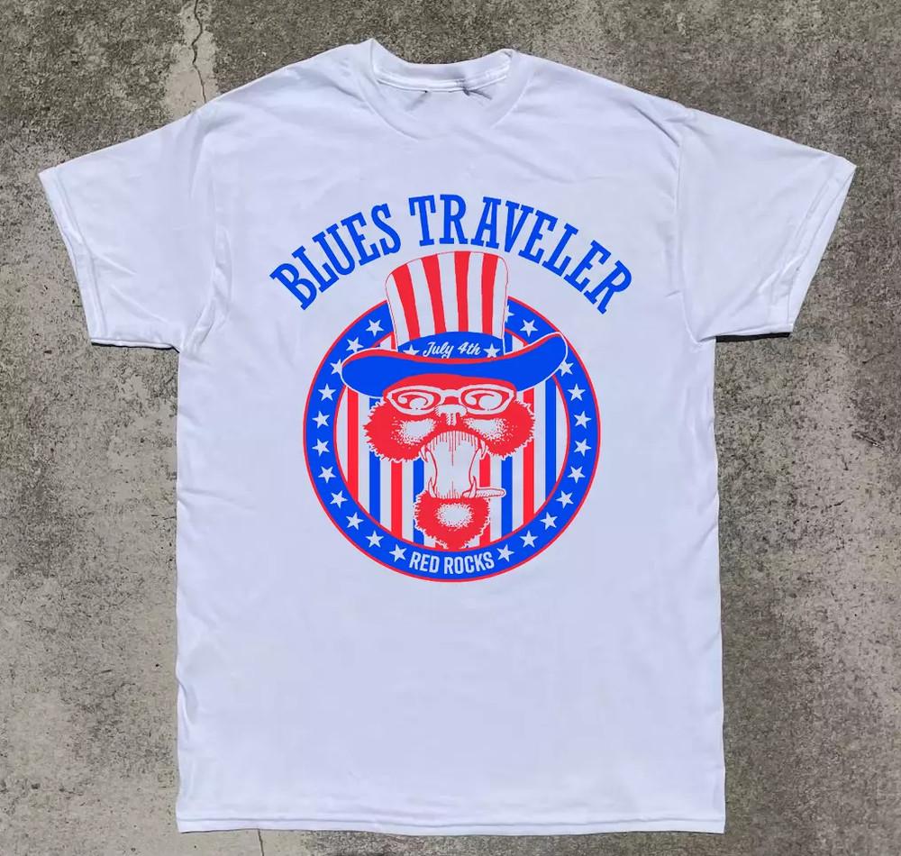 

Vtg Blues Traveler Band Red Rock Cotton White T Shirt For Men UR096 Unisex T-Shirt S