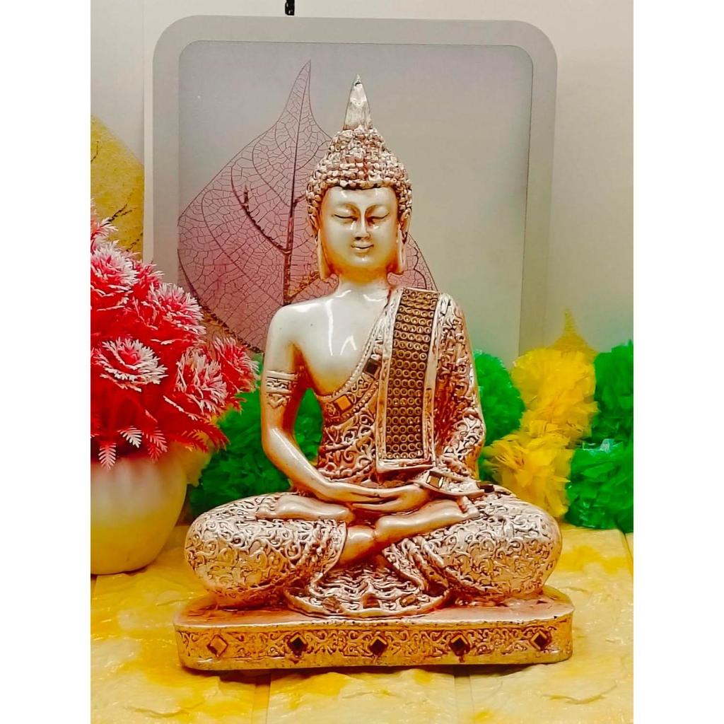 Polyresinová socha sedícího idolu Buddhy Předváděcí kus pro dekoraci domova Dárkové předměty 1 obr. (BLK růžová), Náboženský