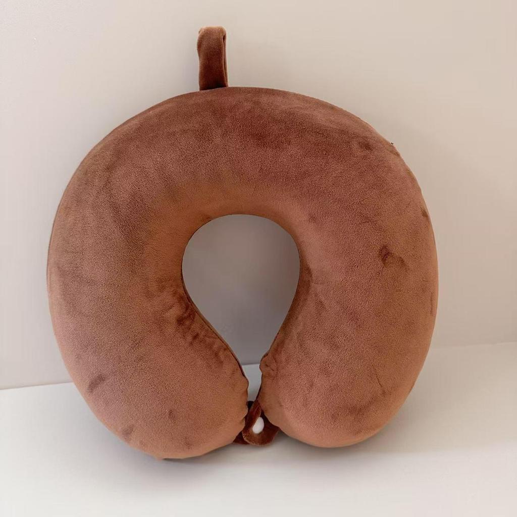 Portable Memory Foam U-shaped Travel Neck Pillow - Crystal Velvet Office & Airplane Nap Support