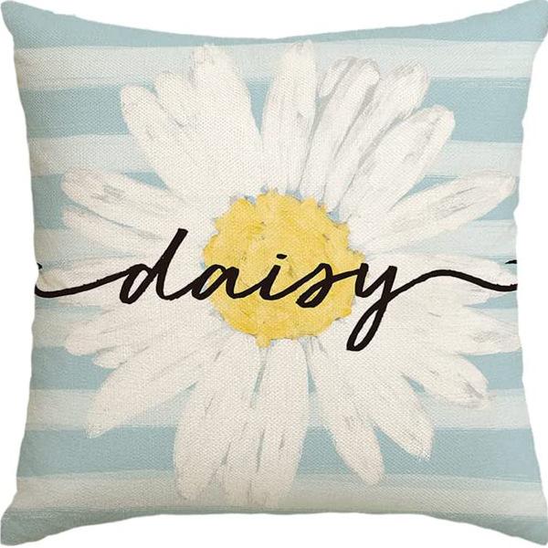 Year Daisy Flower Linen Pillow Case Home Decor Hydrangea Sofa Pillow Cushion