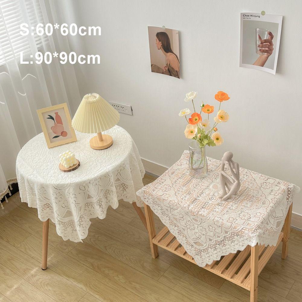 New Lace Embroidered Tablecloth Square Solid Color Dinning Tables Cover Elegant Flower Tea Table Cloth Home Decor