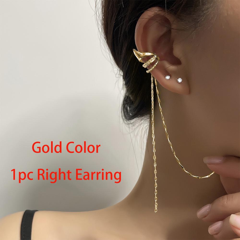 1pc Ear Cuffs Fake Piercing Earrings For Girls Long Chian Tassel Ear Clip Snake Butterfly Women's Jewelry New Ins Fashion EF117