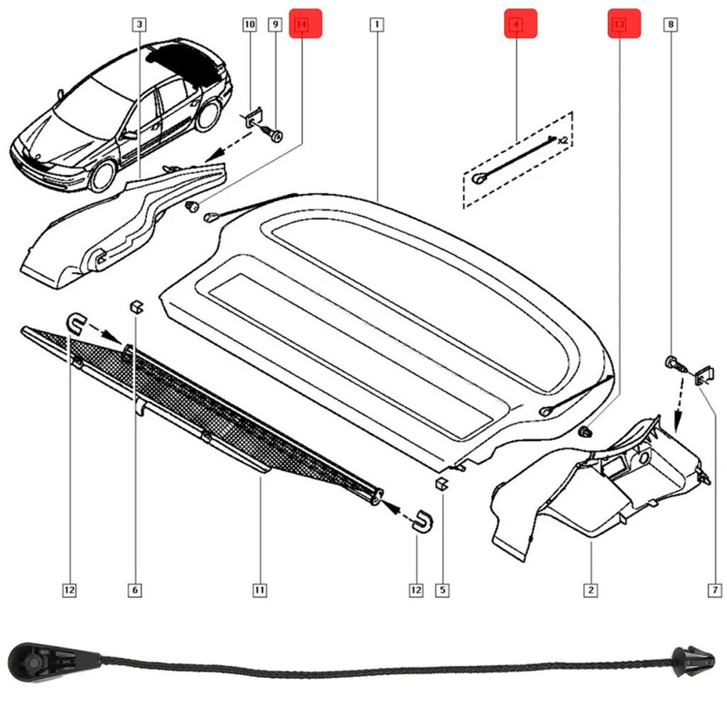 Paar für Renault Megane Clio Laguna MK1 MK2 MK3 1 2 3 Hatchba Gepäckraumabdeckung Ladeboden Innenabdeckung Kofferraumdeckel Hebestrang Riemen Clips