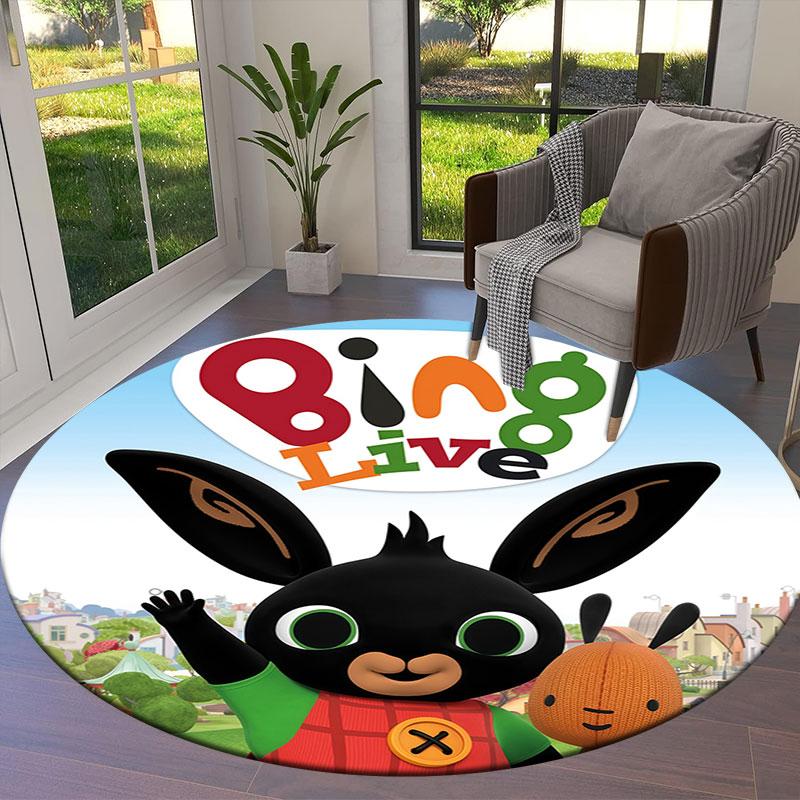 Bing Round Area Rug,Carpet Rug for Living Room Bedroom Sofa Playroom Decor,Non-slip Floor Mat